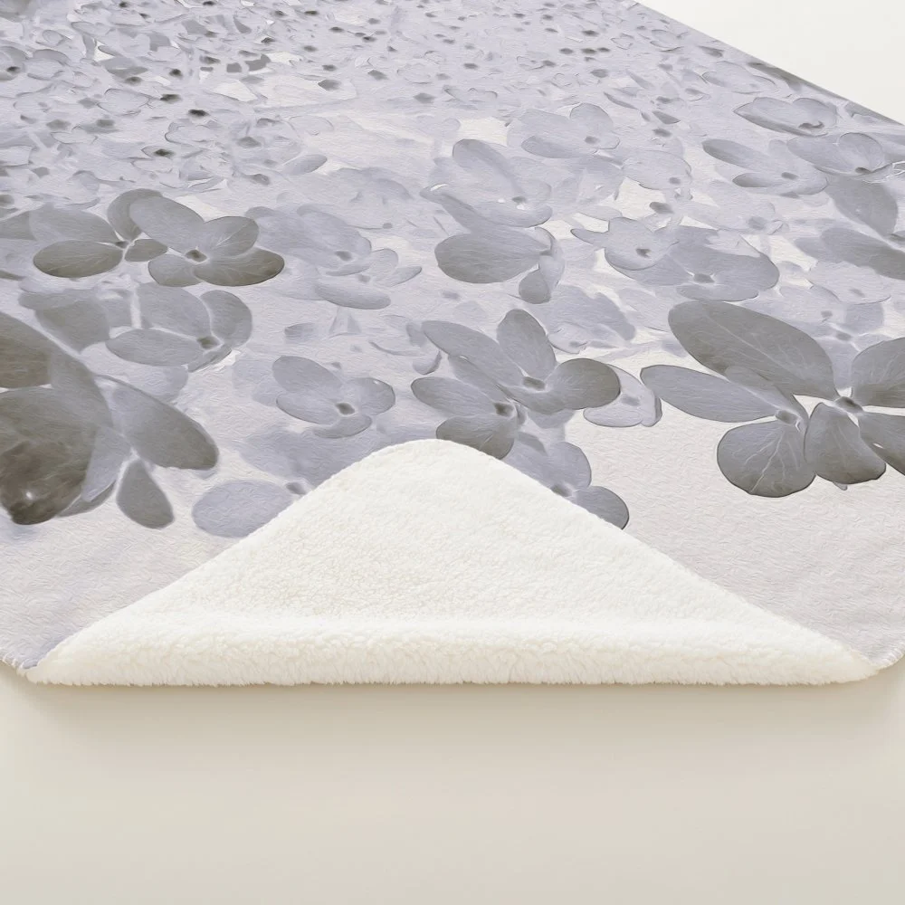 Elegant Black and Gray Limelight Hydrangea Sherpa Blanket