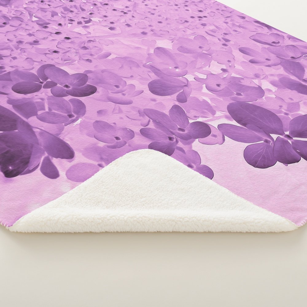 Elegant Pink and Black Limelight Hydrangea Sherpa Blanket
