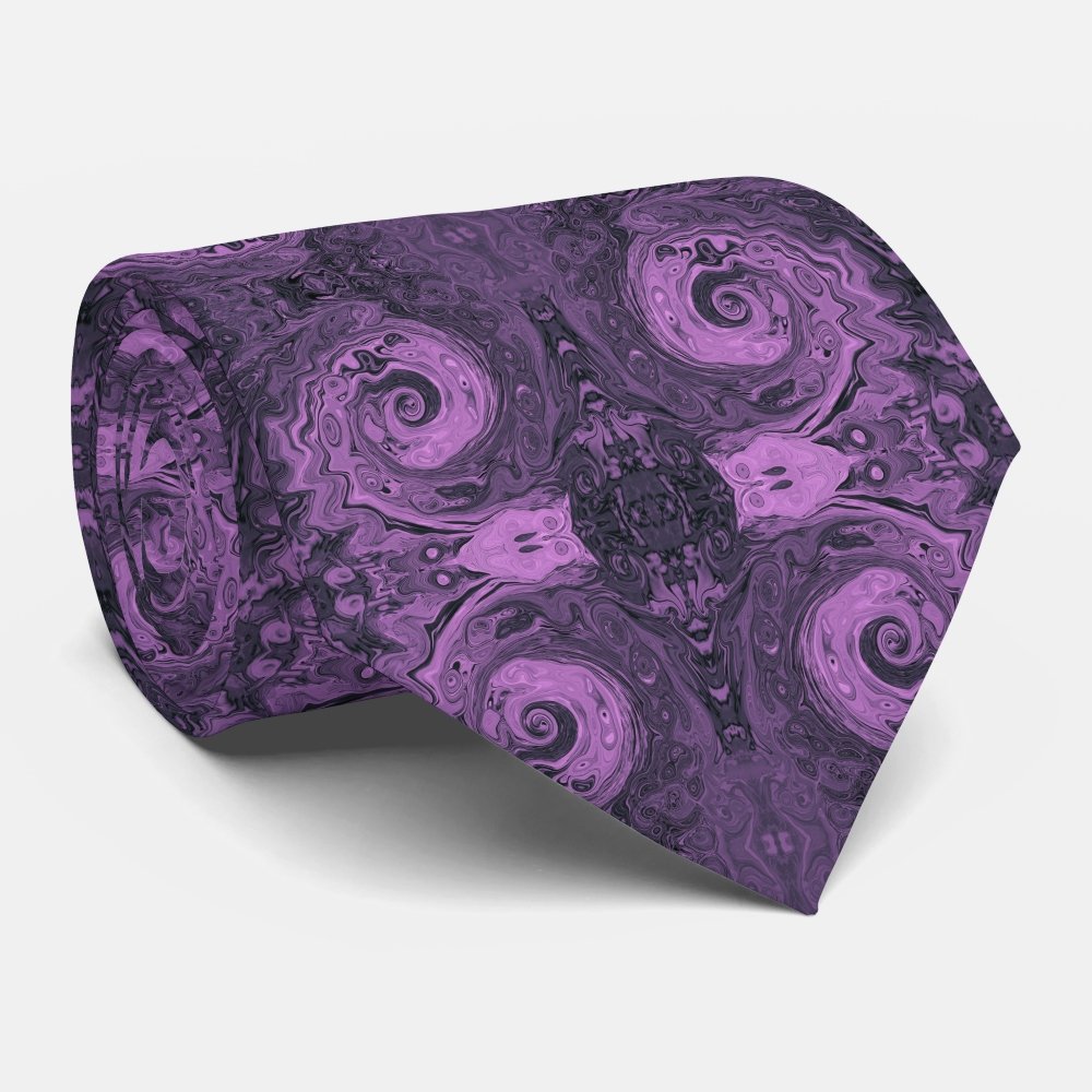 Groovy Retro Abstract Pink and Black Swirl Neck Tie