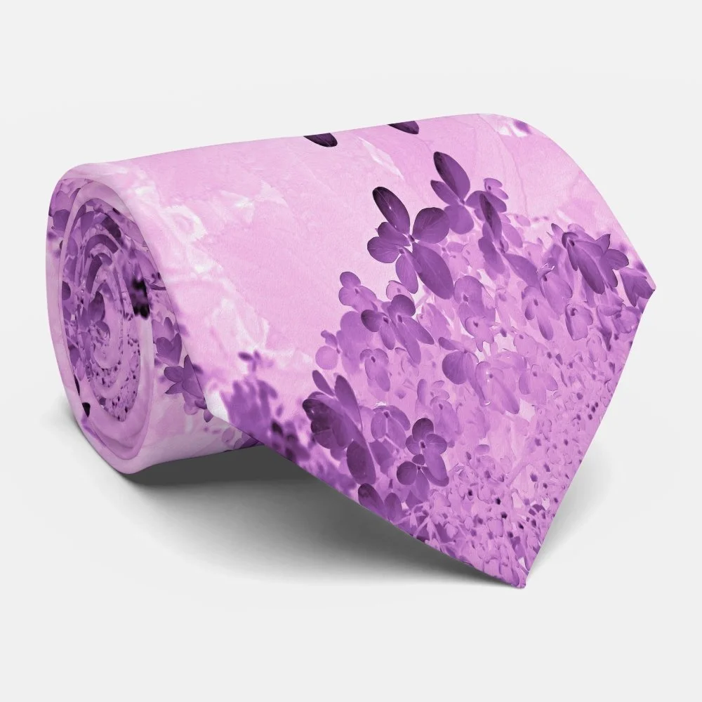 Elegant Pink and Black Limelight Hydrangea Neck Tie