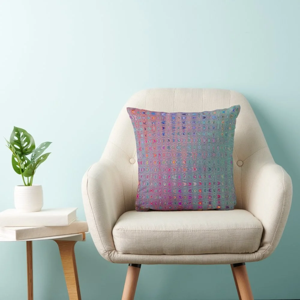 Abstract Kaleidoscopic Retro Boomerang Waves Throw Pillow