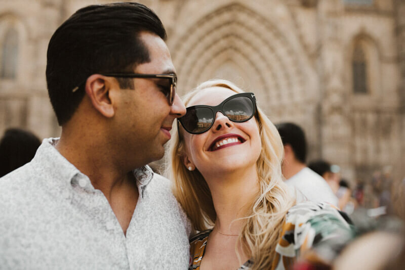 Couple with sunglasses selfie