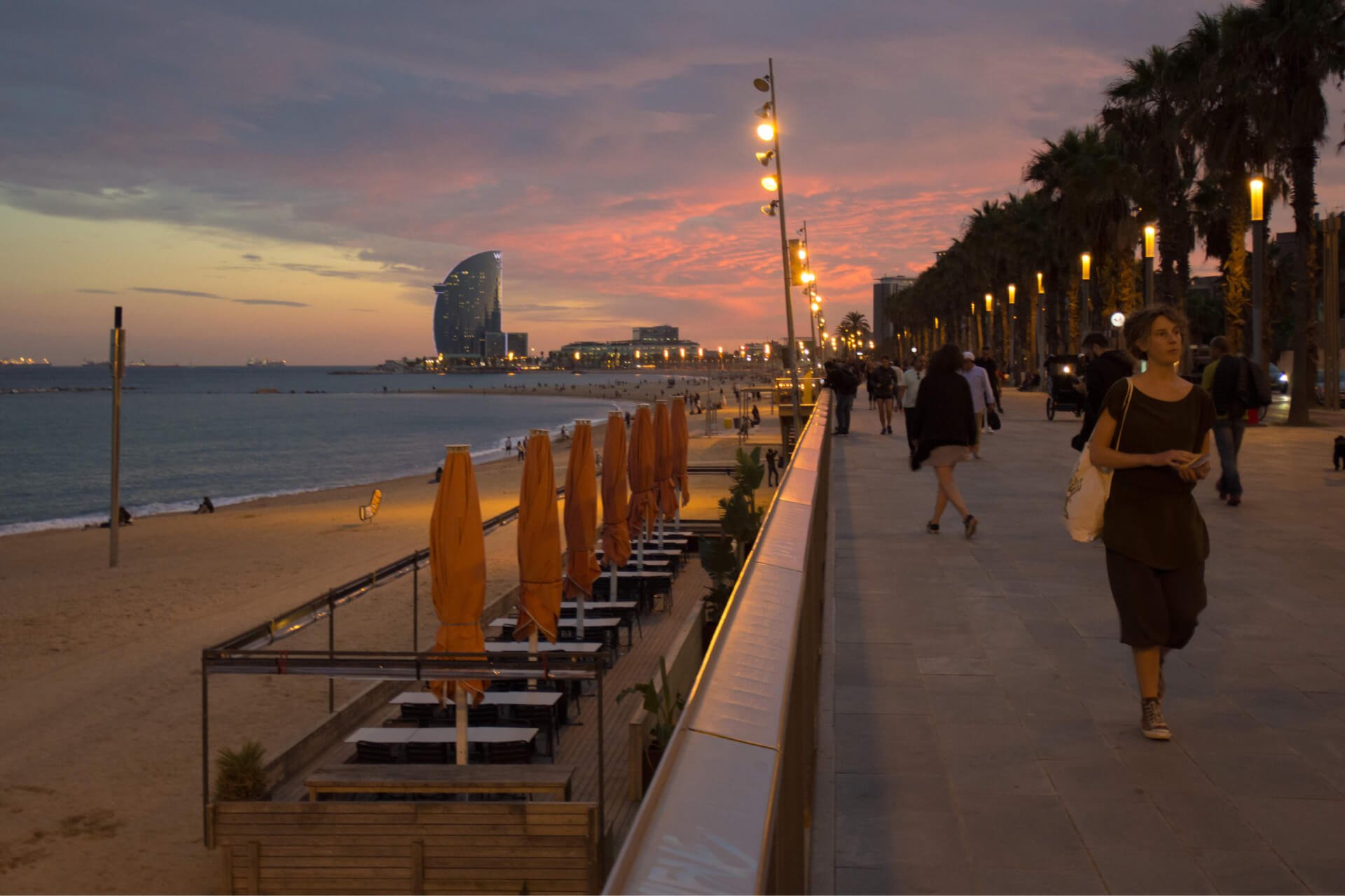 Sunset at Barceloneta