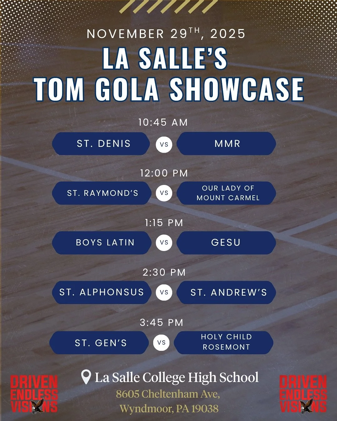 Excited to host talented squads at our Tom Gola Showcase on Nov 29th!