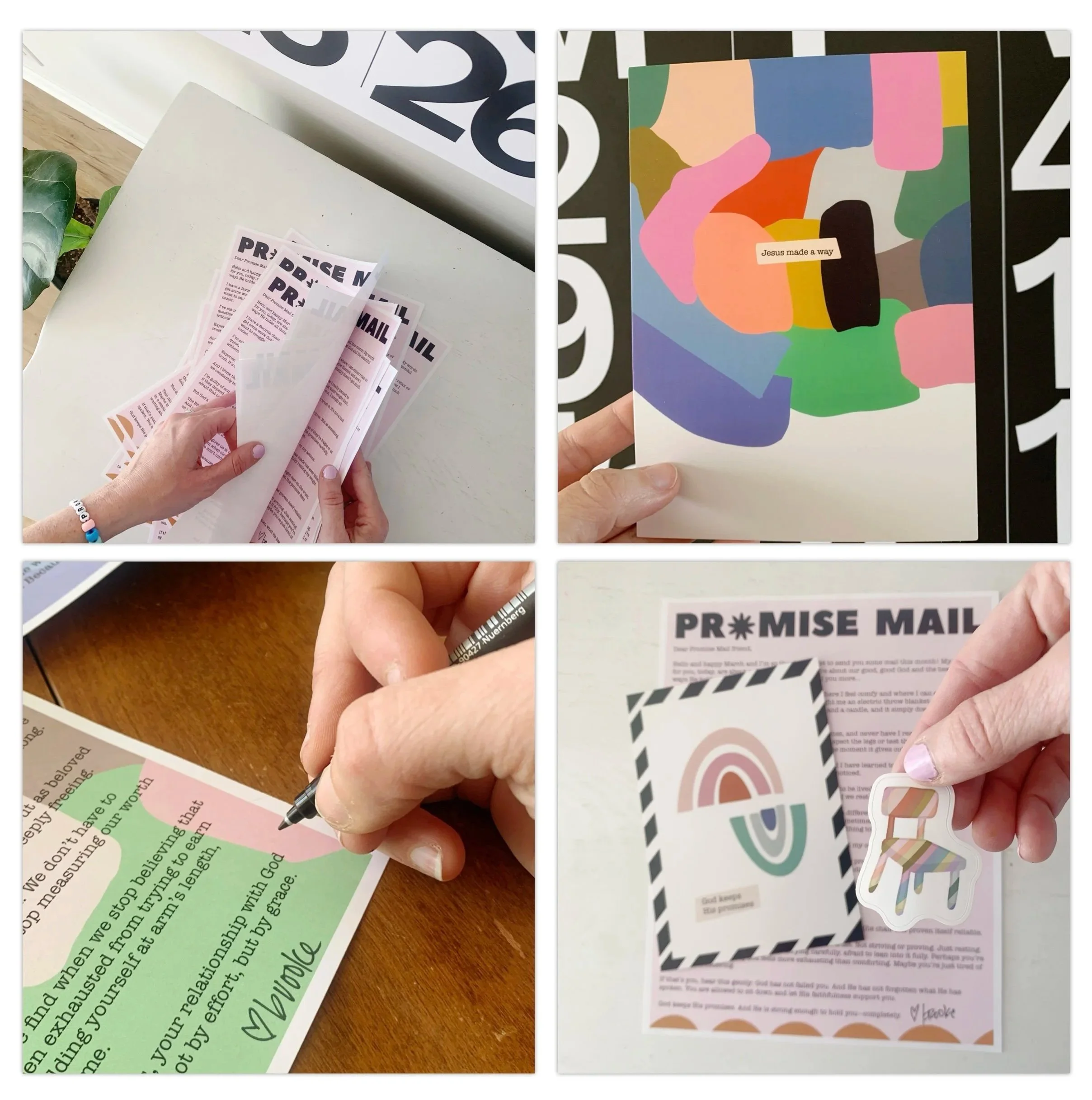 colorful snail mail art prints, letters, and stickers