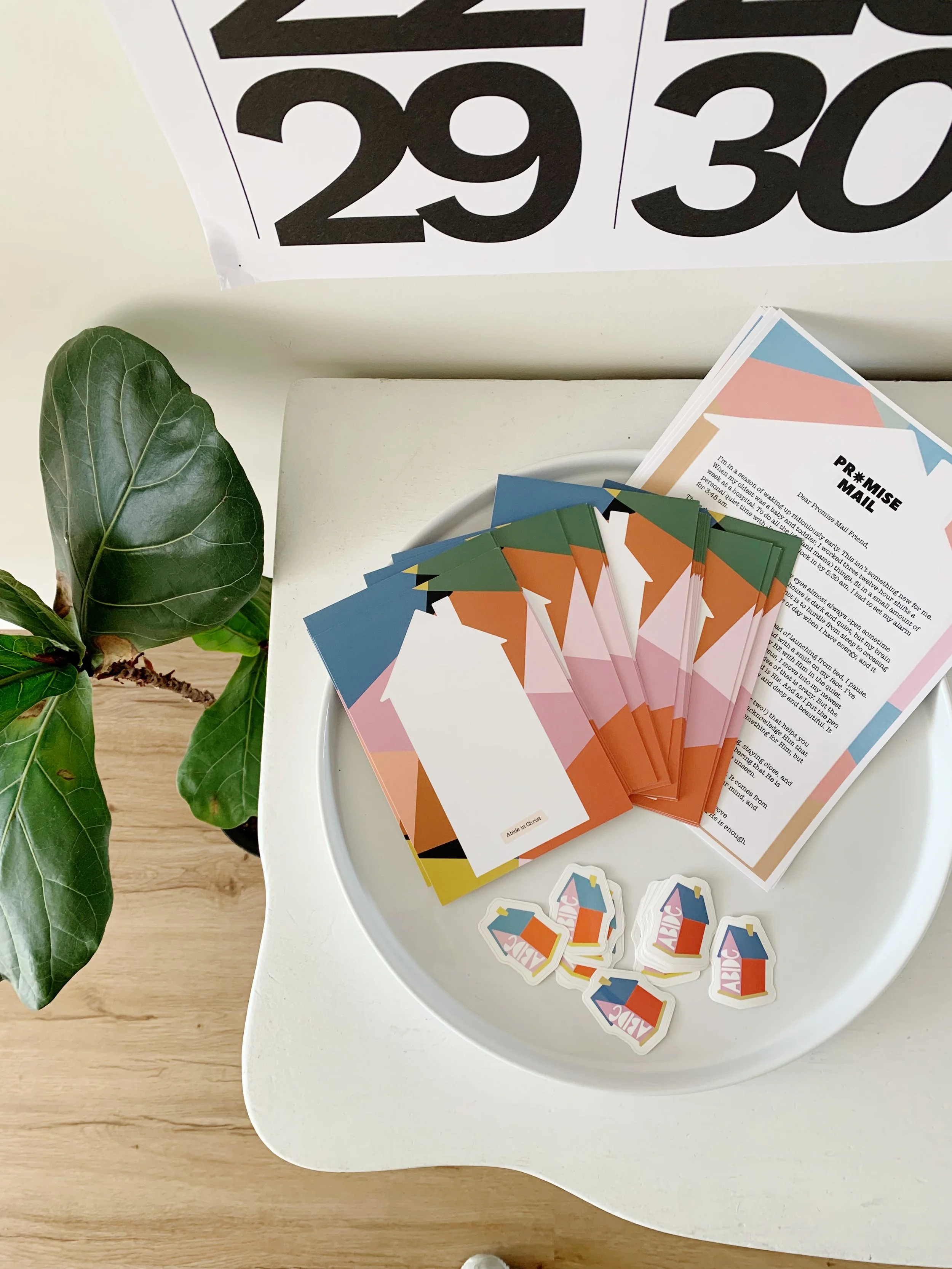 art print, sticker, and letter for promise mail month three