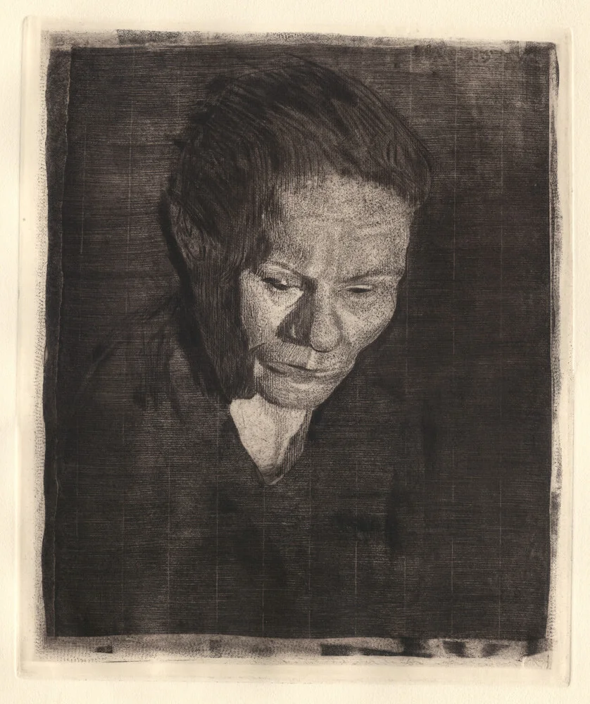 Käthe Kollwitz, Gesenkter Frauenkopf