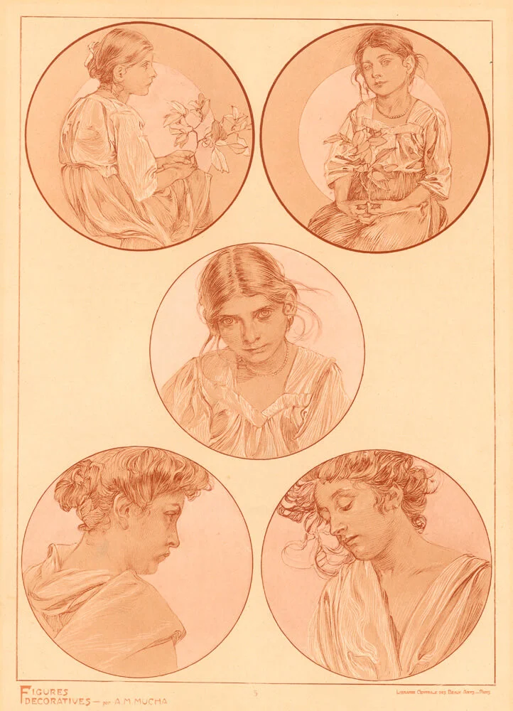 Alphonse Mucha, Plate 5 from Figures décoratives
