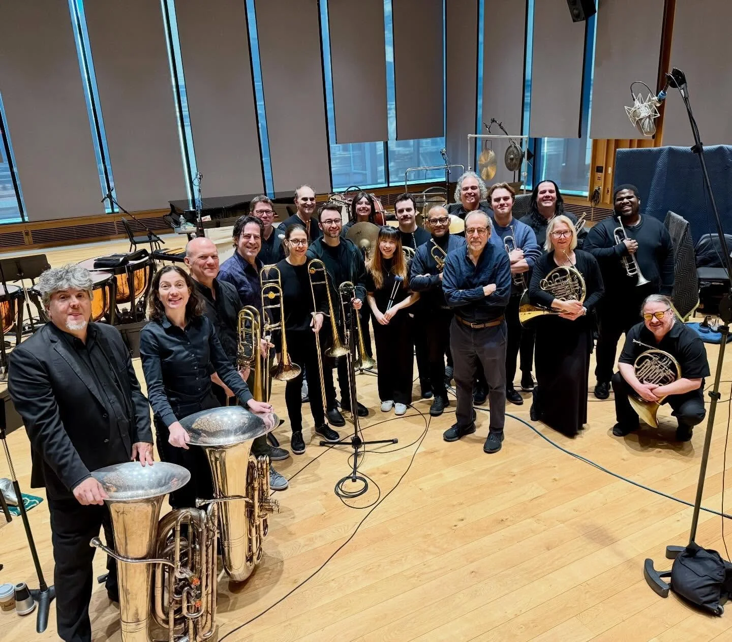 A couple days of killer brass playing with these extraordinary people!! The music of Rich Shemaria - can&rsquo;t wait to hear the finished product! 🎺🎶 
&bull;
&bull;
#brassensemble #brasschoir #newmusic #recordingsession #brassrecording #brassandpe