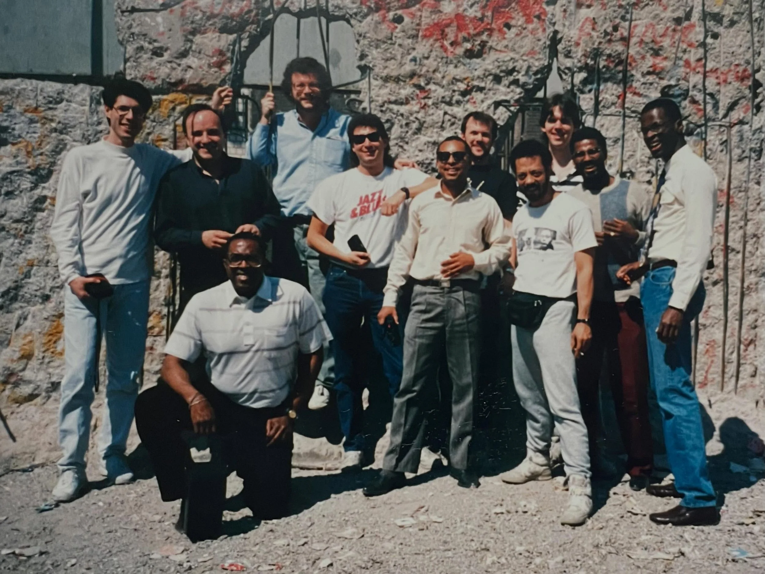 The Lionel Hampton Band visits the Berlin Wall! Spring, 1990&hellip;
&bull;
&bull;
#checkpointcharlie #berlinwall #lionelhamptonbigband #ontheroadagain #jeffnelsontrb