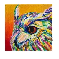 Mr. Celebration, Affirming Owl series, Acrylic, 12”x12” Framable Matted Canvas Print Available $50