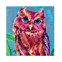 Madam Peace, Affirming Owl series, Acrylic, 12”x12” Framable Matted Canvas Print Available $50