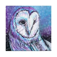 Lady Optimism, Affirming Owl series, Acrylic, 12”x12” Framable Matted Canvas Print Available $50