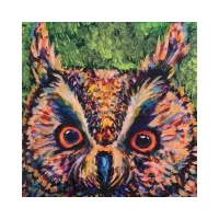 Ms. Health, Affirming Owl series, Acrylic, 12”x12” Framable Matted Canvas Print Available $50