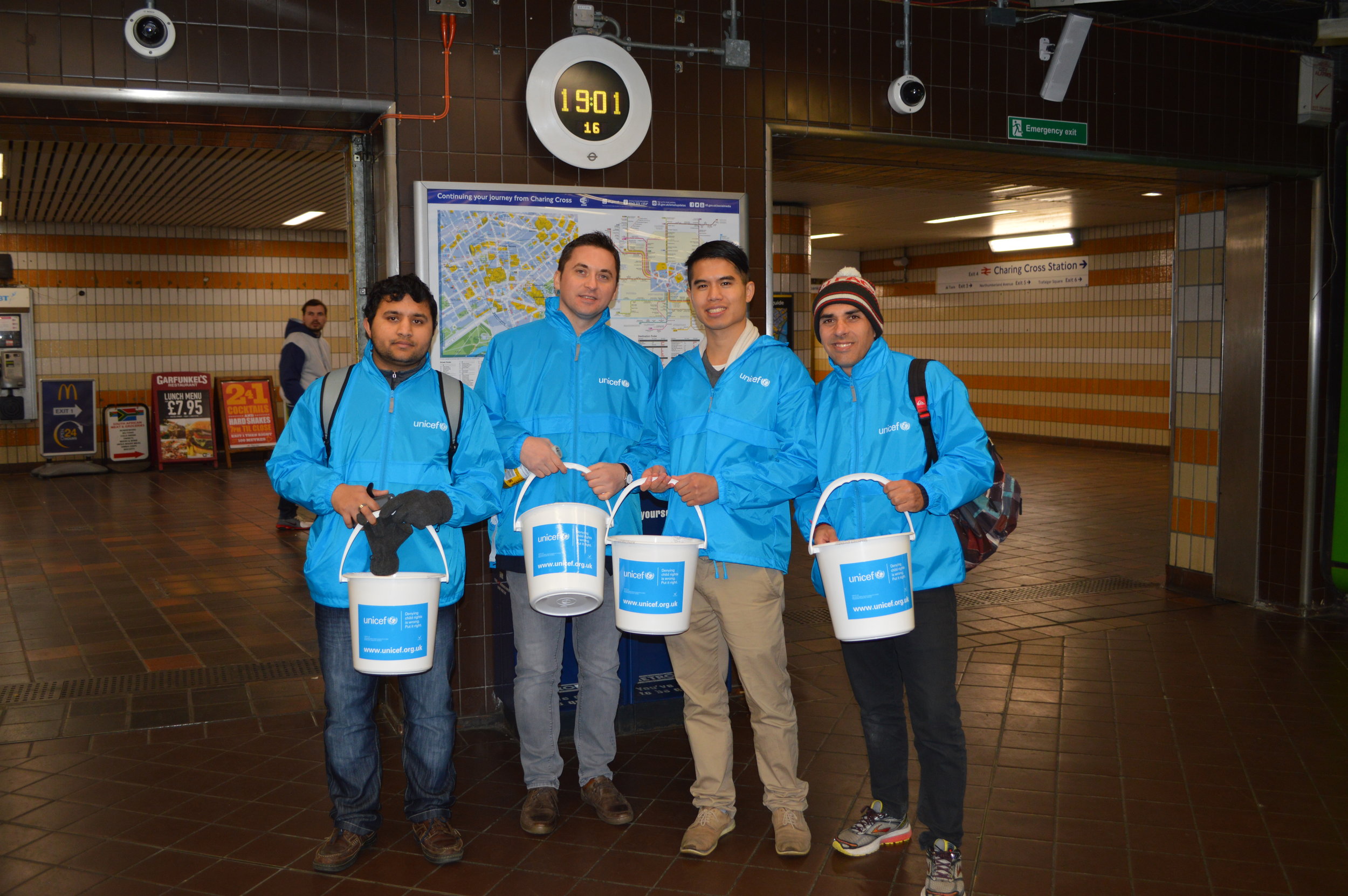 Bucket collection at Christmas Eve for Unicef