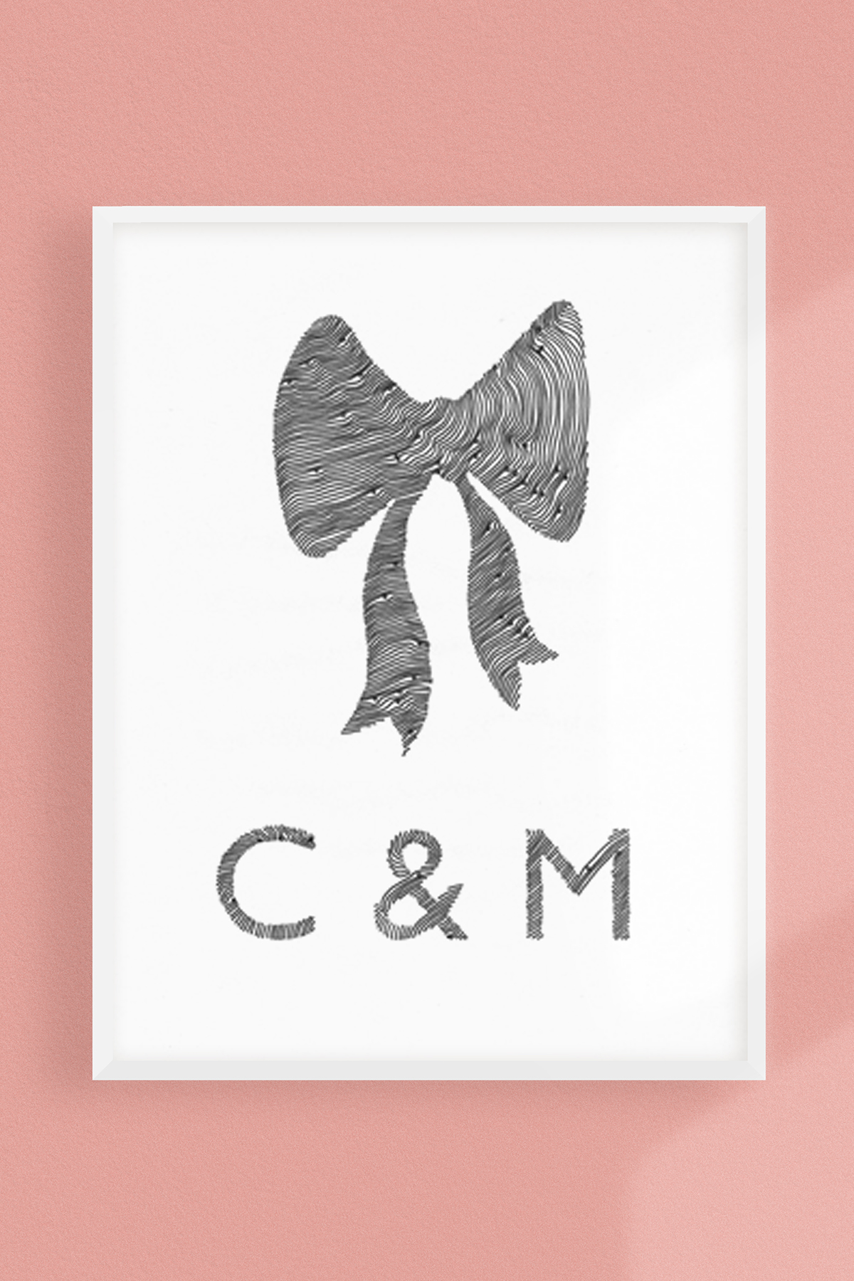 Bow Custom Initials hand drawn Letters Original Drawing Personalized Alphabet Wall Art Wedding Gift Gifts for them Made to Order..jpg