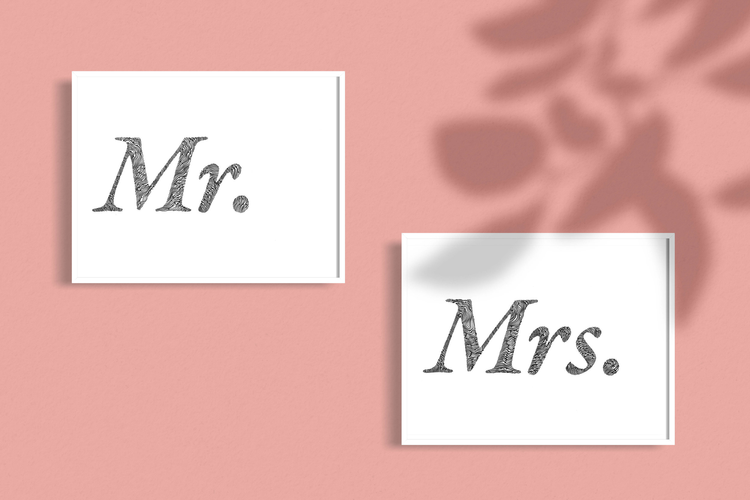 Mr Mrs Wedding Gift Illustrated Typography 