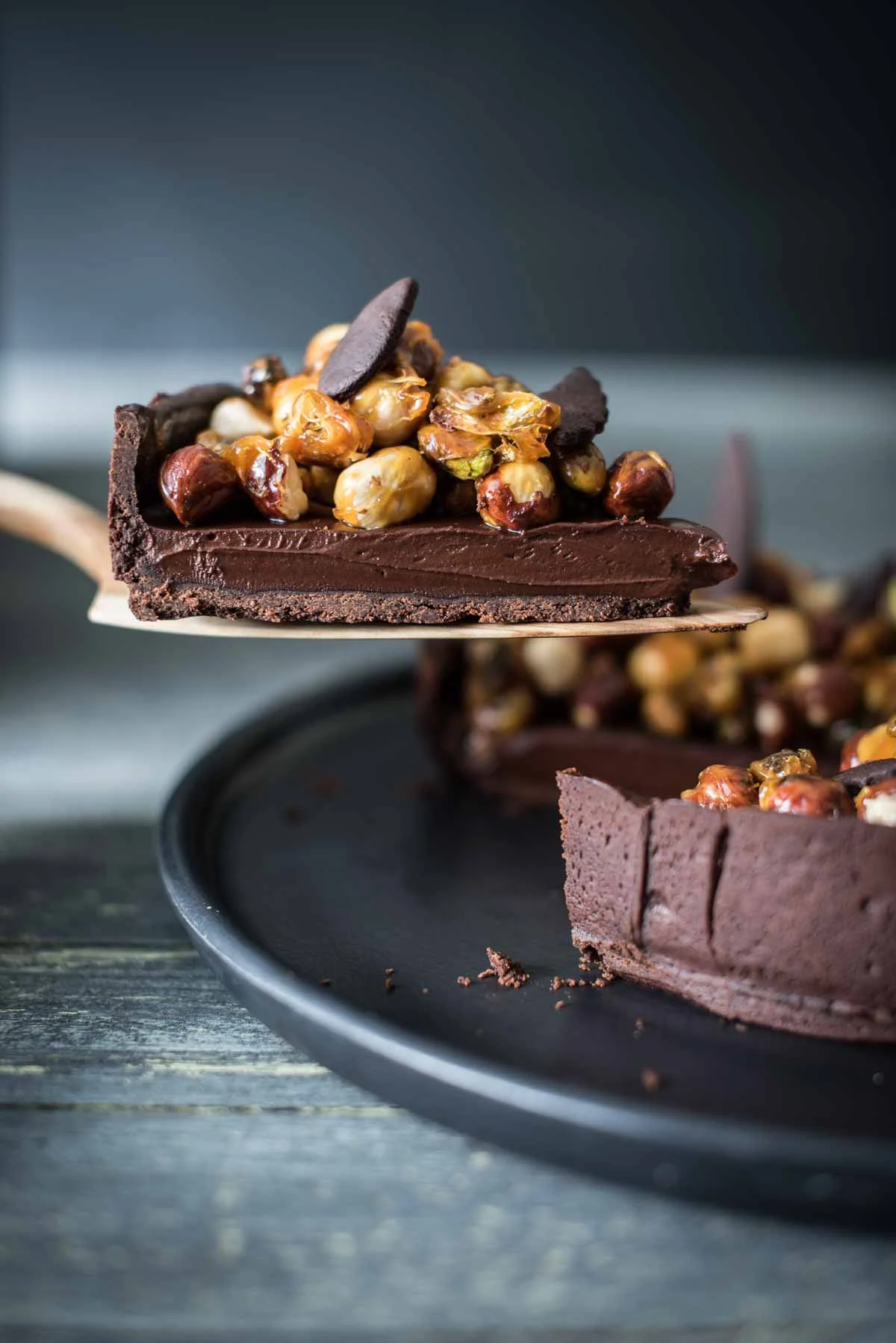 Hazelnut Pistachio Chocolate Ganache Tart