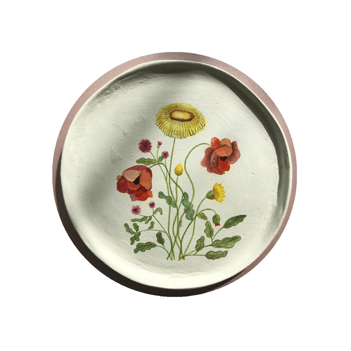 CLAY PLATE WITH FLORAL DRAWING