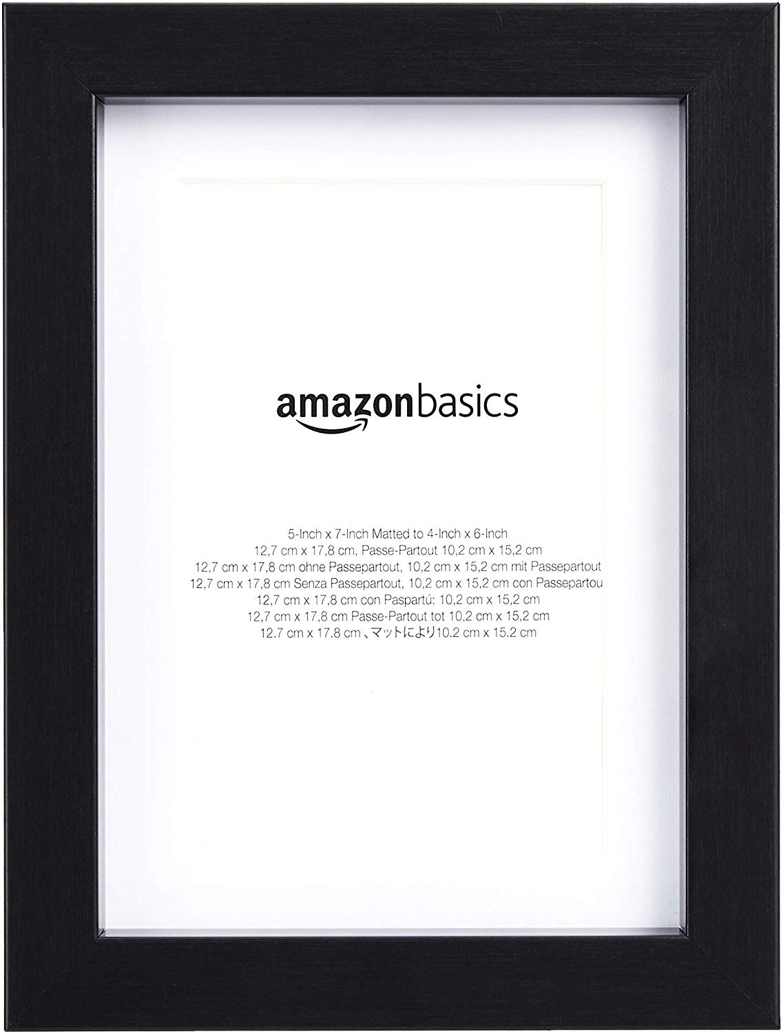 AmazonBasics Photo Frame with Mat - 13 x 18 cm matted to 10 x 15 cm, Black, 2-Pack