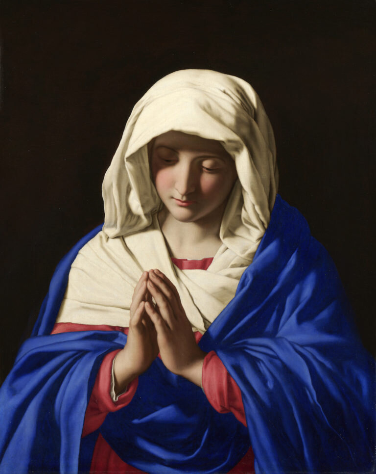Ultramarine in The Virgin in Prayer; Giovanni Battista Salvi da Sassoferrato, (1640–50)