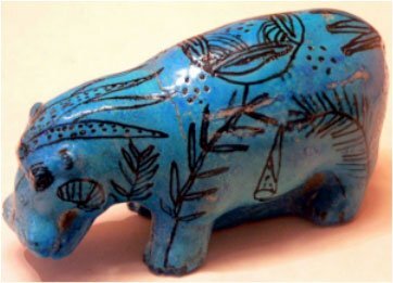 Egyptian blue in Egyptian faience hippopotamus. Credit: British Museum