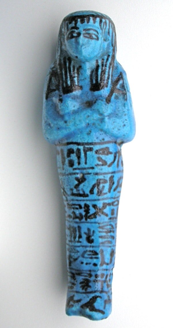 Egyptian blue in Shabti of Pinudjem II, Third Intermediate Period, Dynasty 21 (about 1069–945 BC). Egyptian. Gift of Henry H. Getty, Charles L. Hutchinson, and Robert H. Fleming, 1894.268
