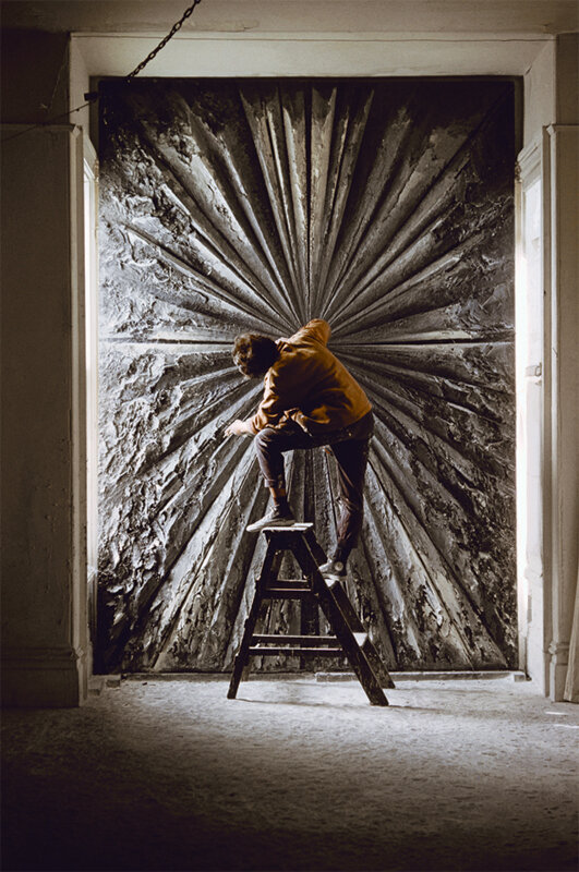  Jay DeFeo working on what was then titled “Deathrose,” 1960    |   (Image courtesy    Whitney.org   /Magnum)  
