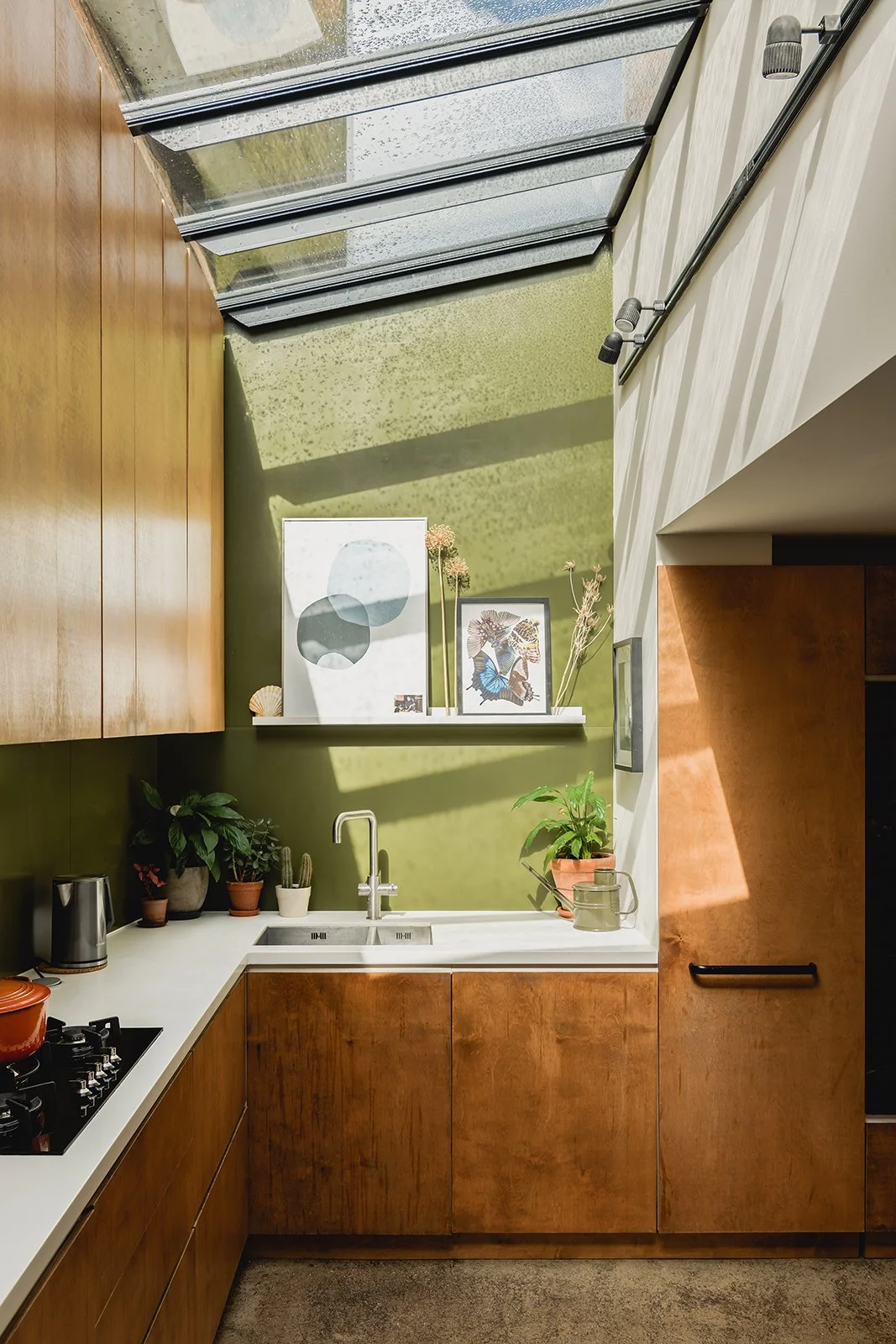 Modern Extension Inspiration, Living Room Inspiration, Home Office Inspiration, Concrete Floors And Green Walls,  A Kitchen With Great Light,  A Modern Feel With Vintage Textures, 