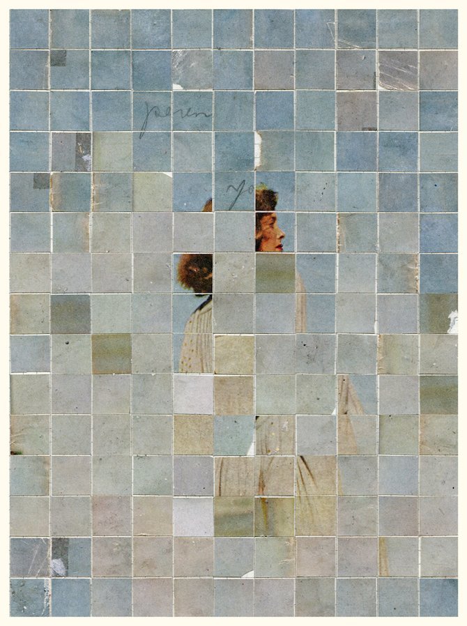 Anthony Gerace, Collage, vintage, vintage style, vintage collage, collage art, blue, green, stripes, colours, glamour, fashion, intricacies, intricate work, intricate art, attention to detail