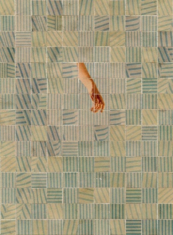 Anthony Gerace, Collage, vintage, vintage style, vintage collage, collage art, blue, green, stripes, colours, glamour, fashion, intricacies, intricate work, intricate art, attention to detail,