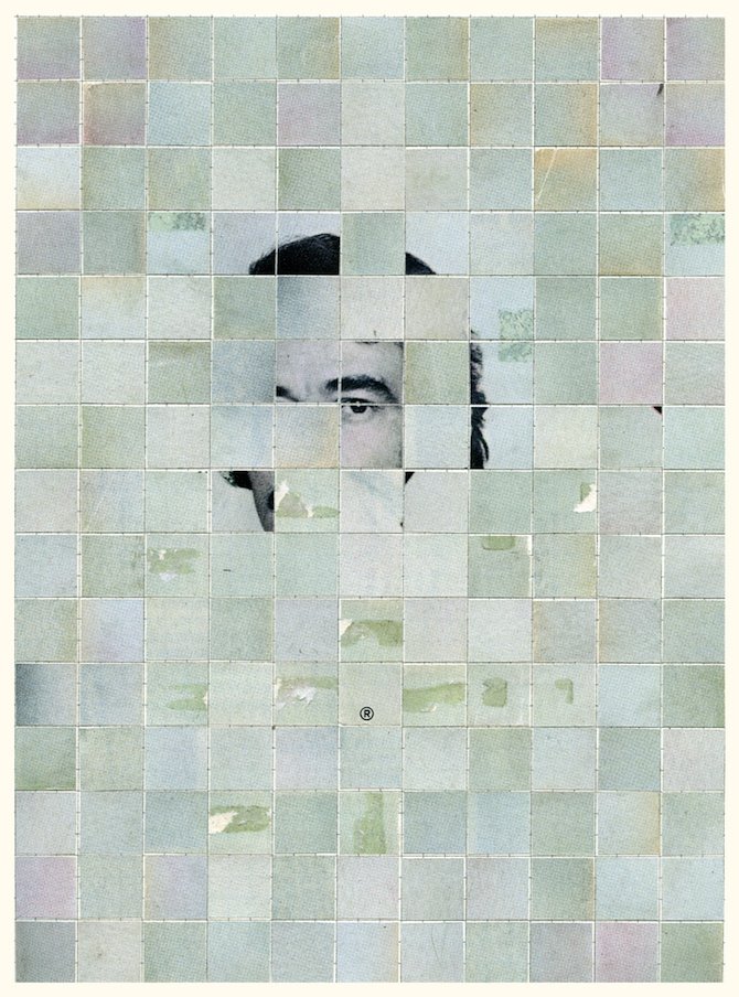 Anthony Gerace, Collage, vintage, vintage style, vintage collage, collage art, blue, green, stripes, colours, glamour, fashion, intricacies, intricate work, intricate art, attention to detail,