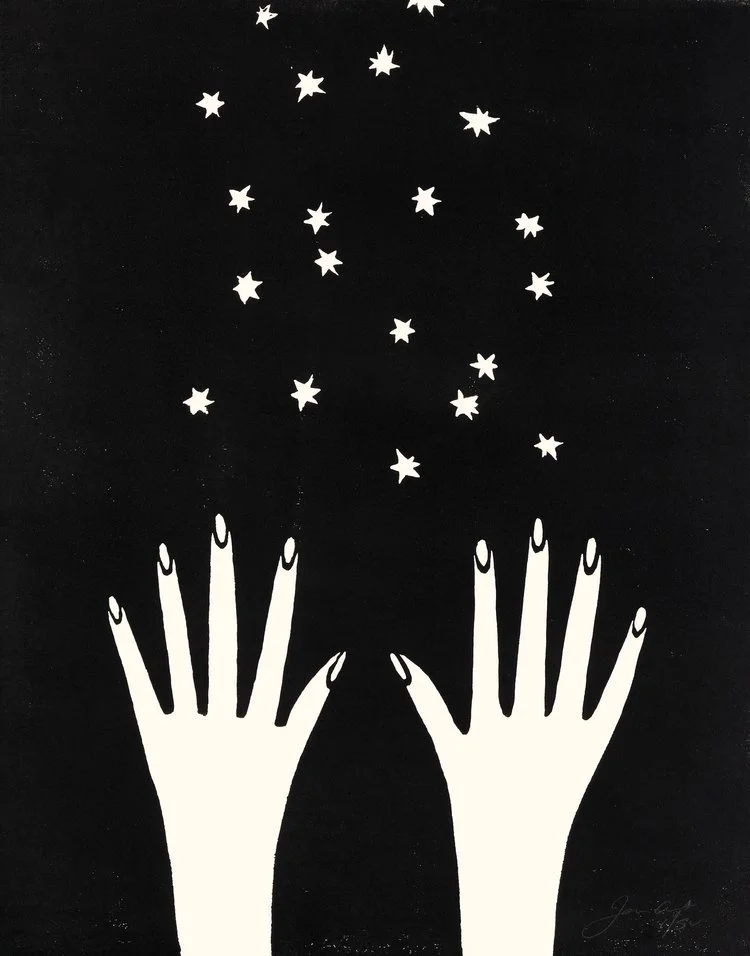  Jennifer Ament, Linocut, hands, figures, gold, black and white, monochrome, nature, animals, mural, print, female artist, art inspiration, inspirational art, creative, creator, creators, art gallery, artist, artwork art work, artistic, art inspirati