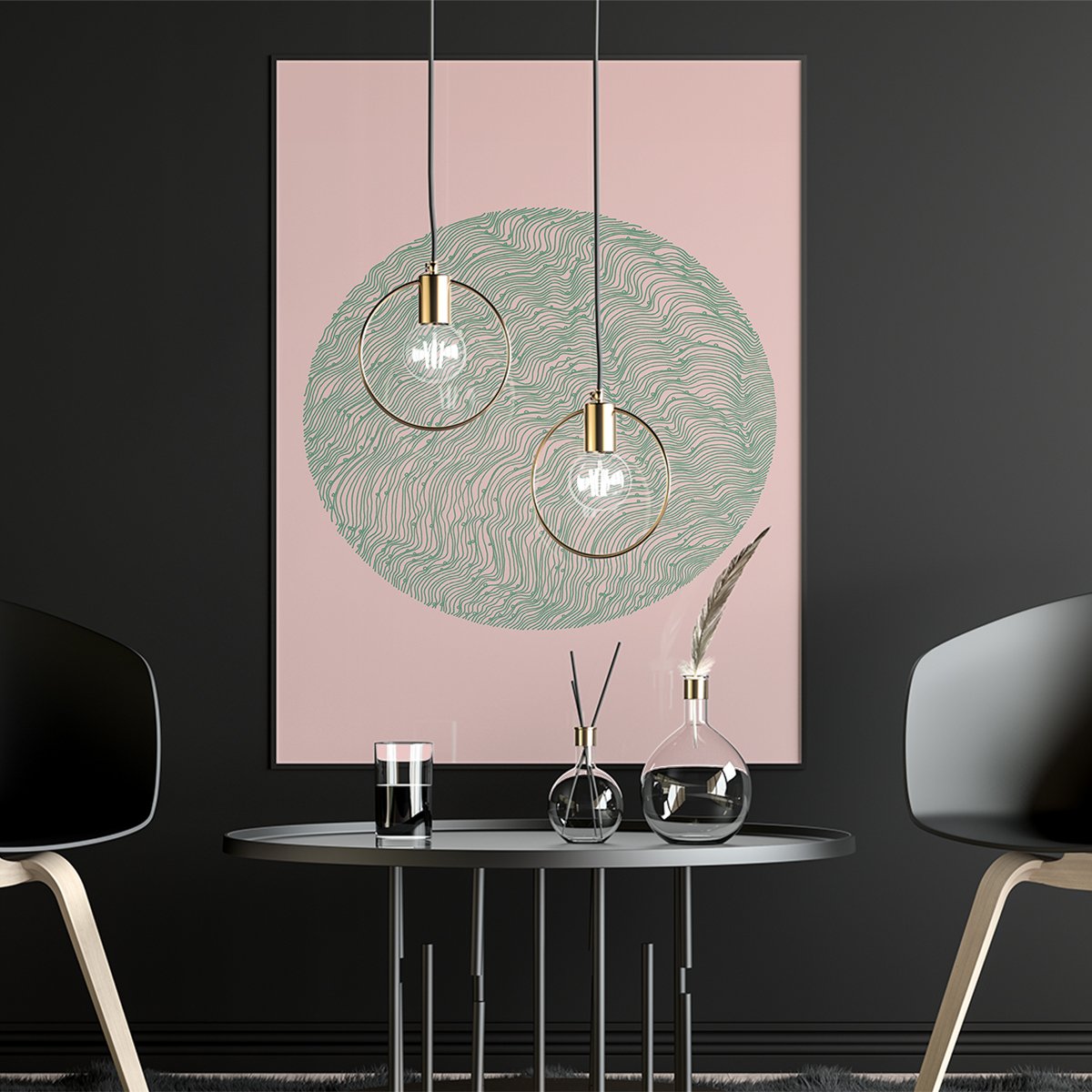  Circle, art print, print, pink green, pink and green, green and pink, mid century modern, illustration, etsy, etsy shop, illustration, art, wall art, home décor, design, design and illustration, illustrator, chd, claire heffer design, ch design, fil