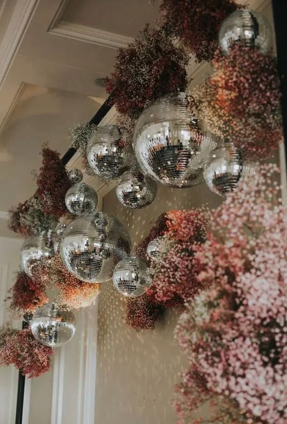     disco ball art, disco ball, disco balls, disco, mirror ball, mirror ball trend, heart disco ball, disco ball accessories, tables styling with disco balls, disco ball outfit ,disco ball costume, disco ball dress, party dress, disco ball wedding tr