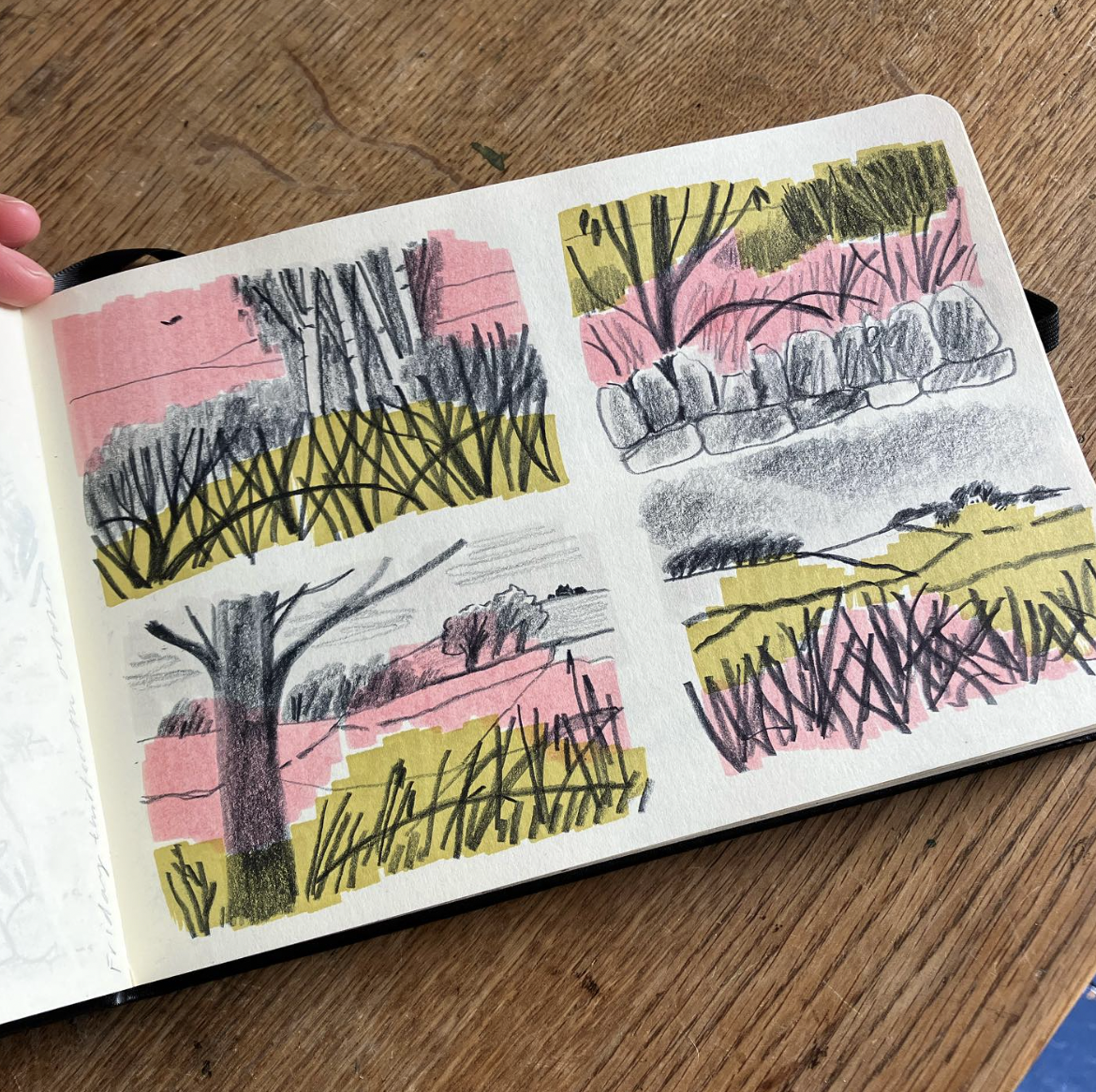  colour pallets, artist sketchbook, sketchbook, sketches, travel, travel journal, artwork, journal, junk journal, journalling ideas, watercolour, postcards, diary, pallets, coloured pencils, pencil sketch, quick sketch, notebook, word book, instax jo