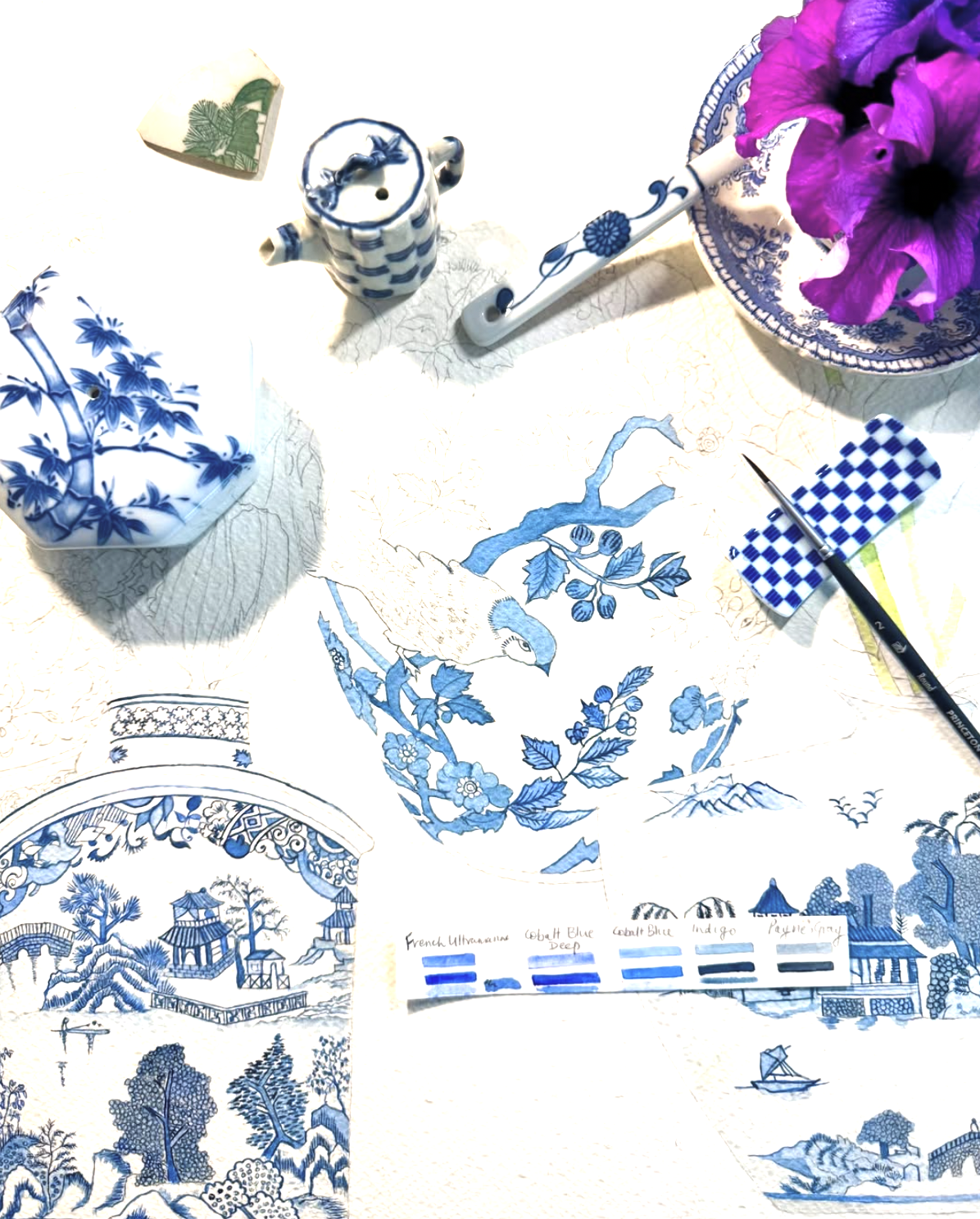 Free Downloads To Adorn Your Tech | Free Desktop And Phone Wallpapers For Summer | Willow Pattern Inspired Art 