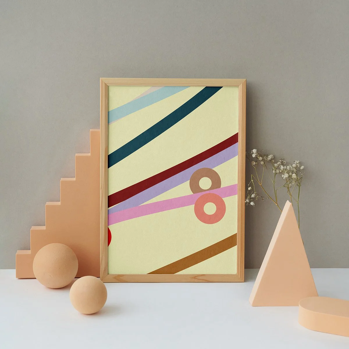  karmic drawing series, modern abstract print, pastel wall art, bold digital download, downloadable home decor, abstract lines and circles, colourful minimalist print, zen inspired design, contemporary printable art, artistic home styling, claire hef
