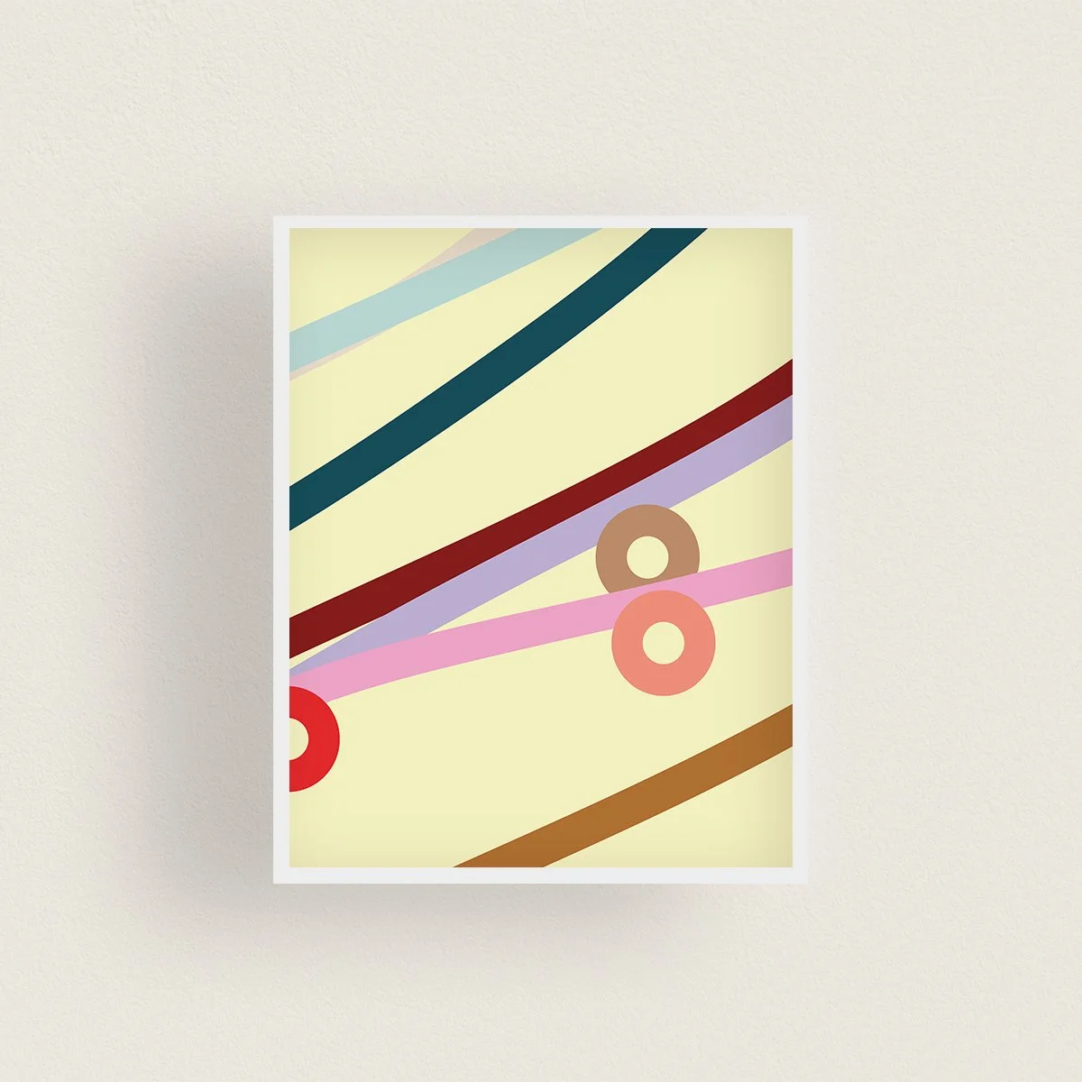  karmic drawing series, modern abstract print, pastel wall art, bold digital download, downloadable home decor, abstract lines and circles, colourful minimalist print, zen inspired design, contemporary printable art, artistic home styling, claire hef