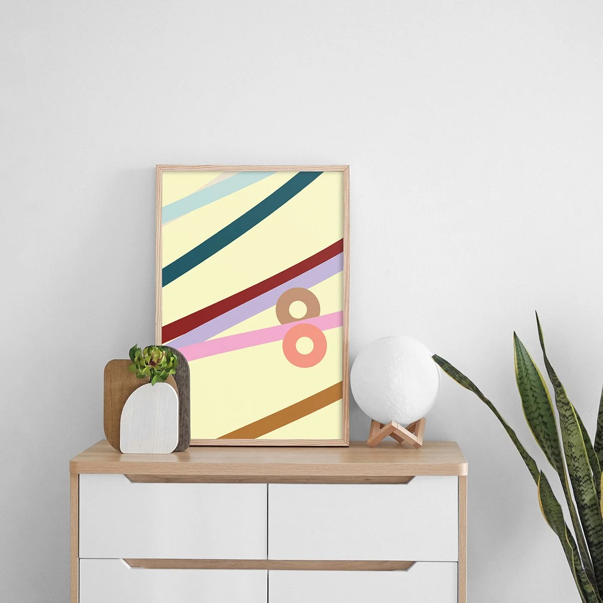  karmic drawing series, modern abstract print, pastel wall art, bold digital download, downloadable home decor, abstract lines and circles, colourful minimalist print, zen inspired design, contemporary printable art, artistic home styling, claire hef