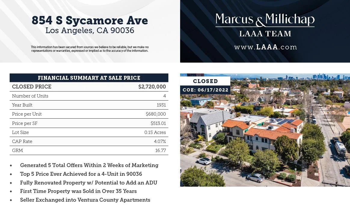4 Unit Sale in Mid-City Los Angeles