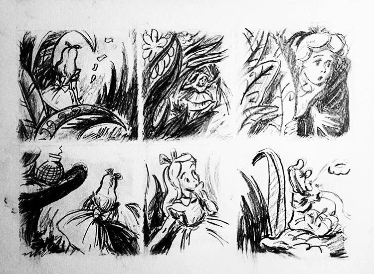 Alice in Wonderland Pencil Storyboard
