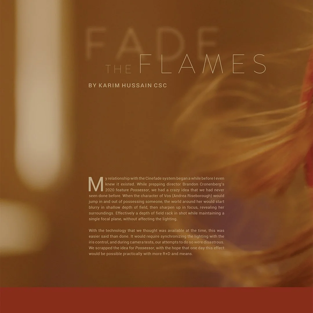 Fade the Flames by Karim Hussain CSC - Canadian Cinematographer magazine article