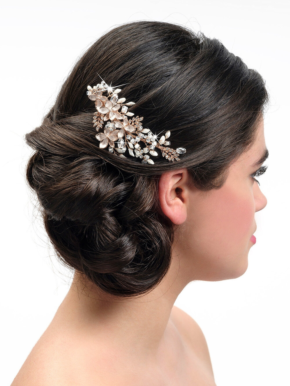Rose Gold Botanical Beaded Hair Clip — Heart Aflutter Bridal Boutique