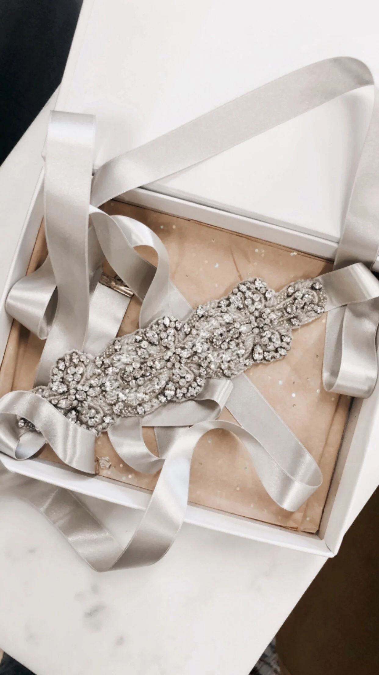 Olivia silver hand-beaded sash