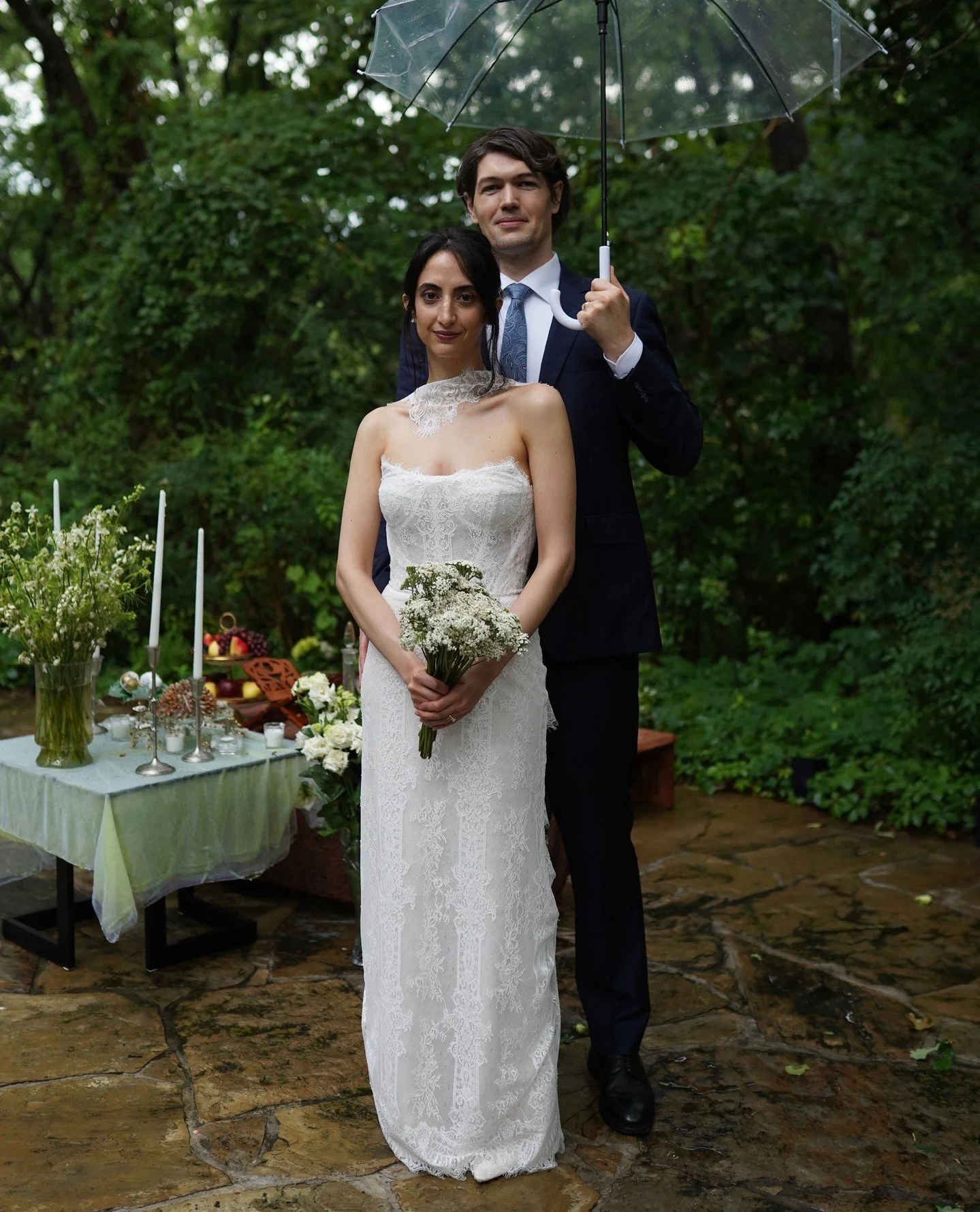 SANAZ // Part - The Texas wedding was an intimate affair to celebrate Persian style. Sanaz's lace corseted gown with lace scarf was a perfect, elegant addition to her London wedding look. ⁠
⁠
"The two weddings had very different vibes (London to