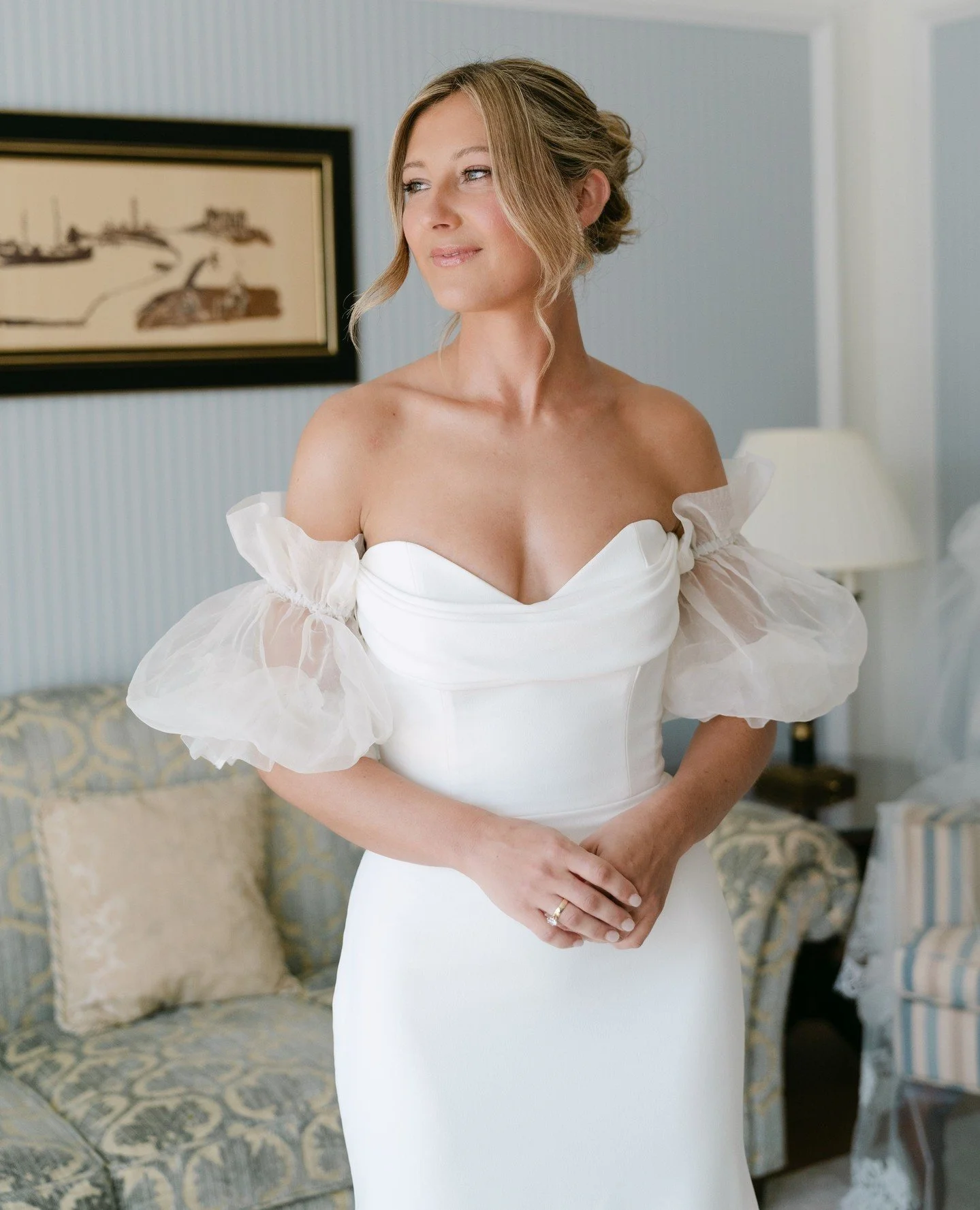 SARAH // Sarah ⁠married the love of her life in Dublin. Sarah came in knowing she wanted something structured with an interesting sleeve. We tried many combinations of gowns, playing with different detachable sleeves to get the look just right. We la
