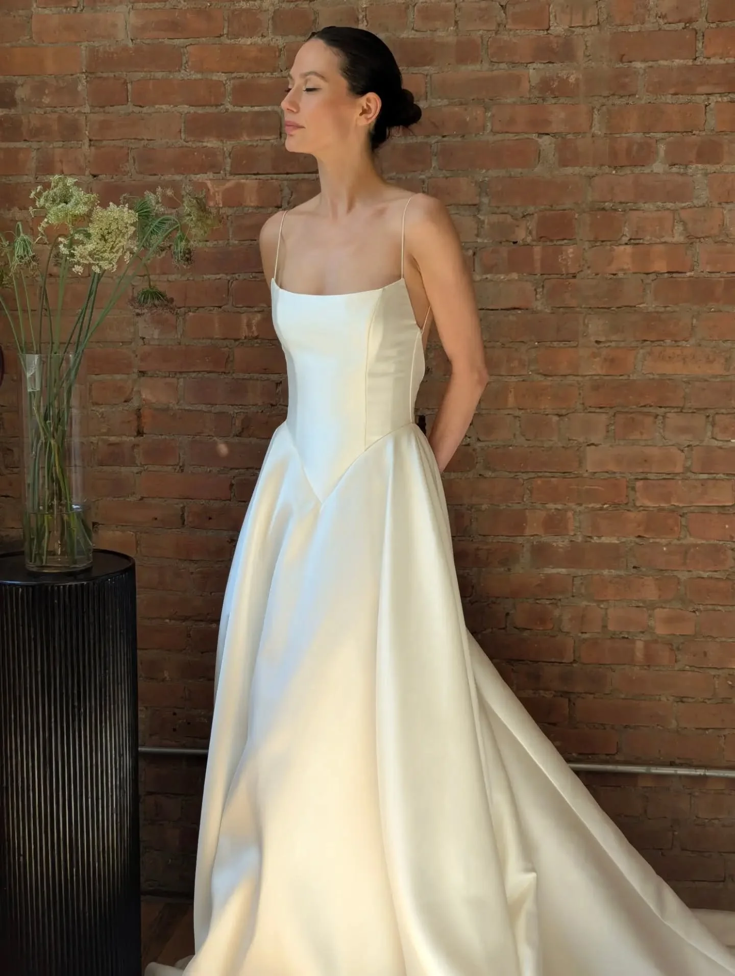 ELISE // @_houseofflora_ much awaited Elise gown is finally here. This sleek silk gown has ballerina chic down. A mega low back, dainty straps and a cinched Basque waist. She's ready for you at the Heart Aflutter Bridal Studio.