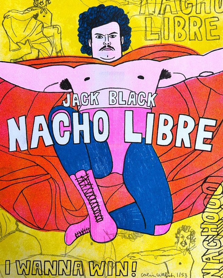 Nacho Libre Risograph Print