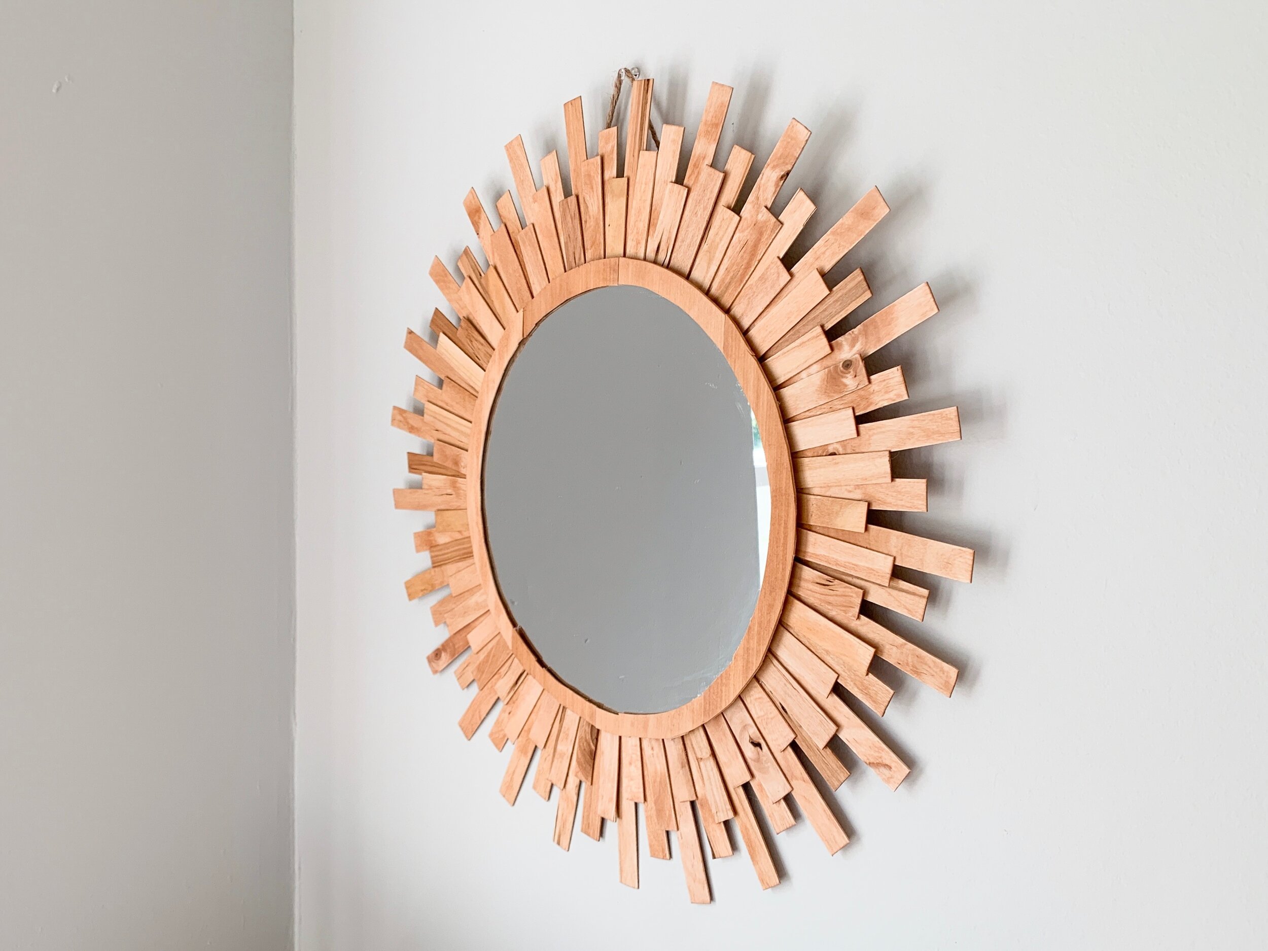 Popsicle Stick Sunburst Mirror DIY - Makes, Bakes and Decor